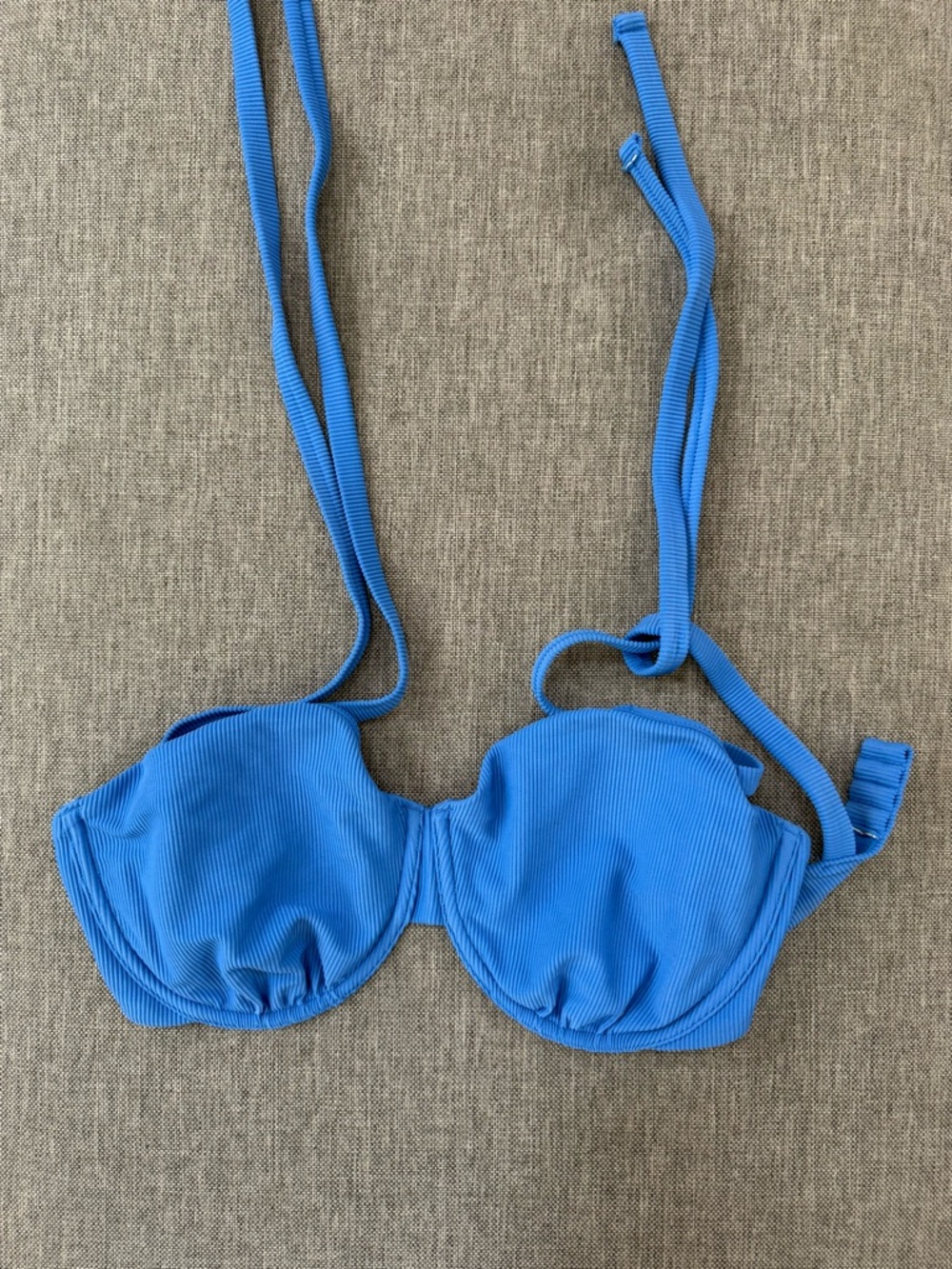 Abercrombie & Fitch Bright Blue Ribbed Underwire Bikini Top